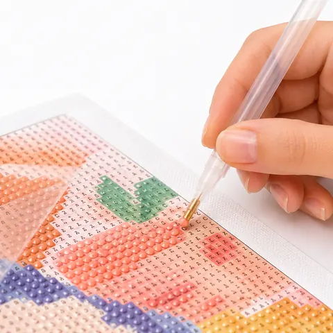 Pegando un diamante con el lápiz aplicador sobre su símbolo